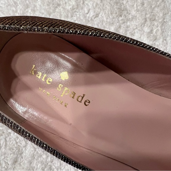Kate Spade Juliette Italy Bow Pointed Toe Dress Pumps Sparking Bronze Bridal 9.5 - Picture 6 of 11